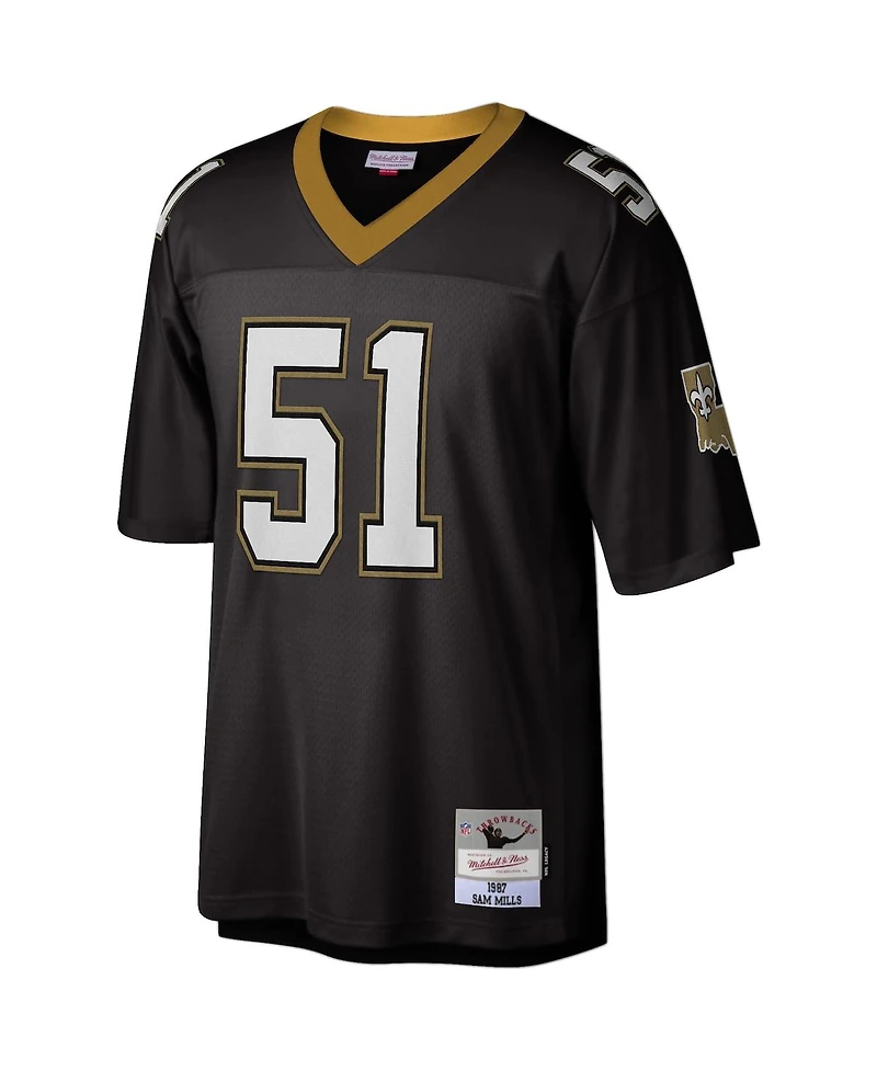 Men's Sam Mills Black New Orleans Saints 1987 Legacy Replica Jersey