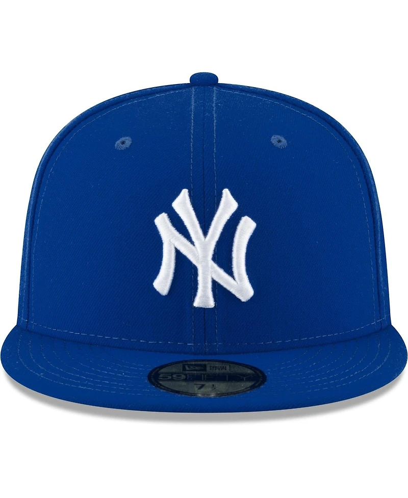 Men's Royal New York Yankees Logo White 59FIFTY Fitted Hat