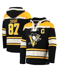 Men's Sidney Crosby Black Pittsburgh Penguins Player Name and Number Lacer Pullover Hoodie