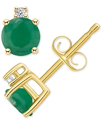 Tanzanite (1/2 ct. t.w.) & Diamond Accent Stud Earrings 14k Gold (Also Emerald, Ruby, Sapphire)