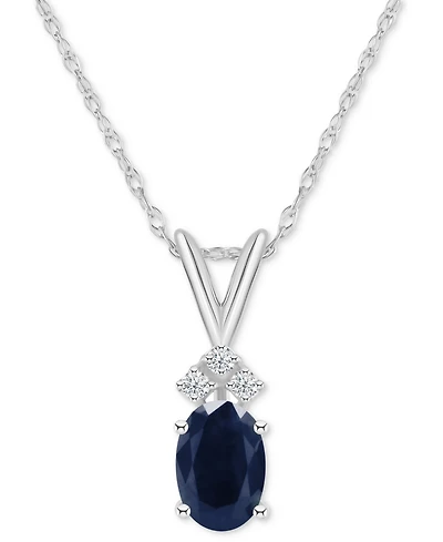 Sapphire (1 ct. t.w.) & Diamond Accent 18" Pendant Necklace 14k White Gold (Also Ruby)