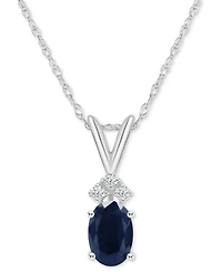 Sapphire (1 ct. t.w.) & Diamond Accent 18" Pendant Necklace 14k White Gold (Also Ruby)