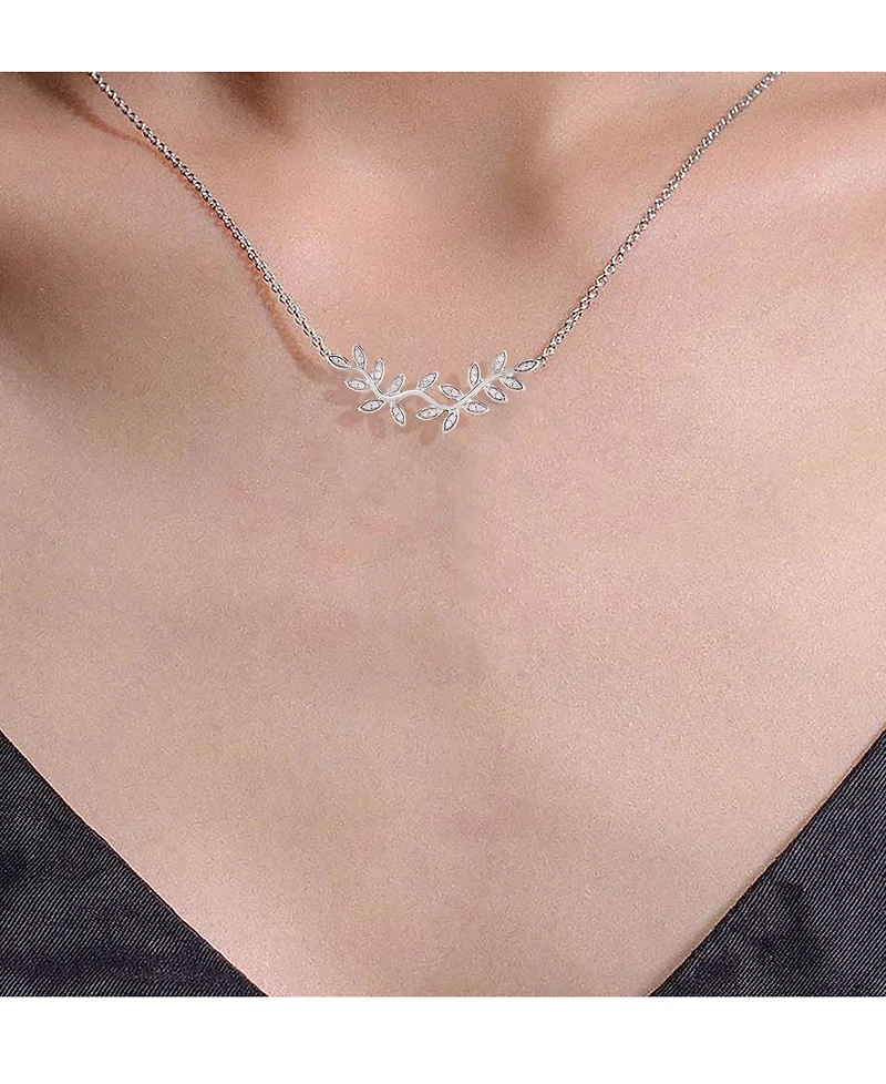 Diamond Vine Statement Necklace (1/4 ct. t.w.) in Sterling Silver, 18" + 2" extender