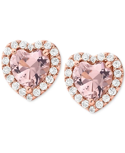 Michael Kors 14k Rose Gold-Plated Sterling Silver Crystal Heart Halo Drop Earrings