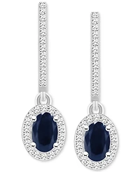 Sapphire (1-1/5 ct. t.w.) & Diamond (1/3 Leverback Drop Earrings Sterling Silver (Also Emerald Ruby)
