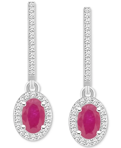 Sapphire (1-1/5 ct. t.w.) & Diamond (1/3 Leverback Drop Earrings Sterling Silver (Also Emerald Ruby)