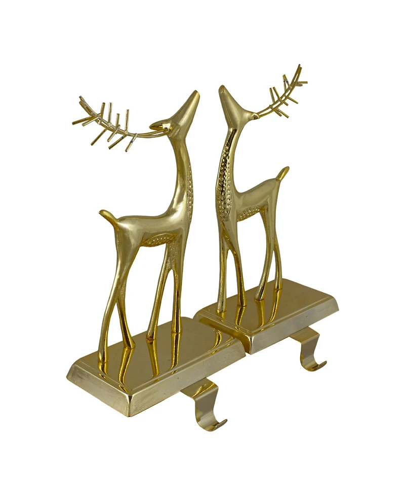 9.75" Standing Reindeer Christmas Stocking Holders, Set of 2