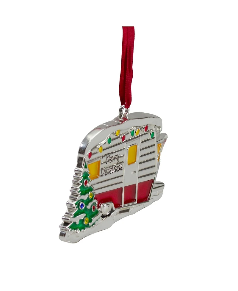 3.5" Camper with European Crystals Christmas Ornament