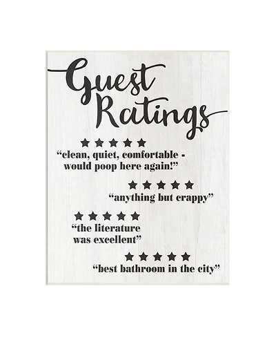 Stupell Industries Five Star Bathroom Funny Word Black and White Wood Textured Design Wall Plaque Art, 10" x 15"