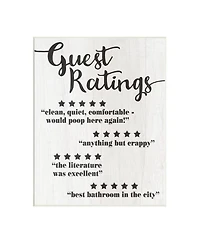 Stupell Industries Five Star Bathroom Funny Word Black and White Wood Textured Design Wall Plaque Art, 10" x 15"