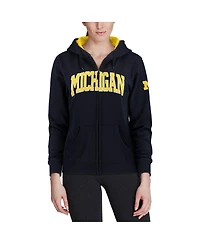 Women's Stadium Athletic Navy Michigan Wolverines Arched Name Full-Zip Hoodie