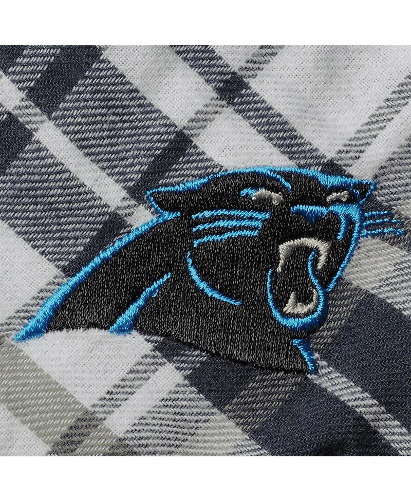 Women's Charcoal, Gray Carolina Panthers Accolade Flannel Long Sleeve Button-Up Nightshirt