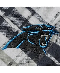 Women's Charcoal, Gray Carolina Panthers Accolade Flannel Long Sleeve Button-Up Nightshirt