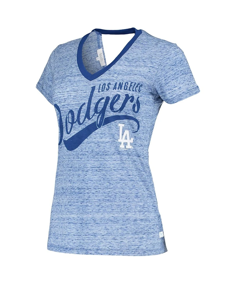 Women's Royal Los Angeles Dodgers Hail Mary V-Neck Back Wrap T-shirt