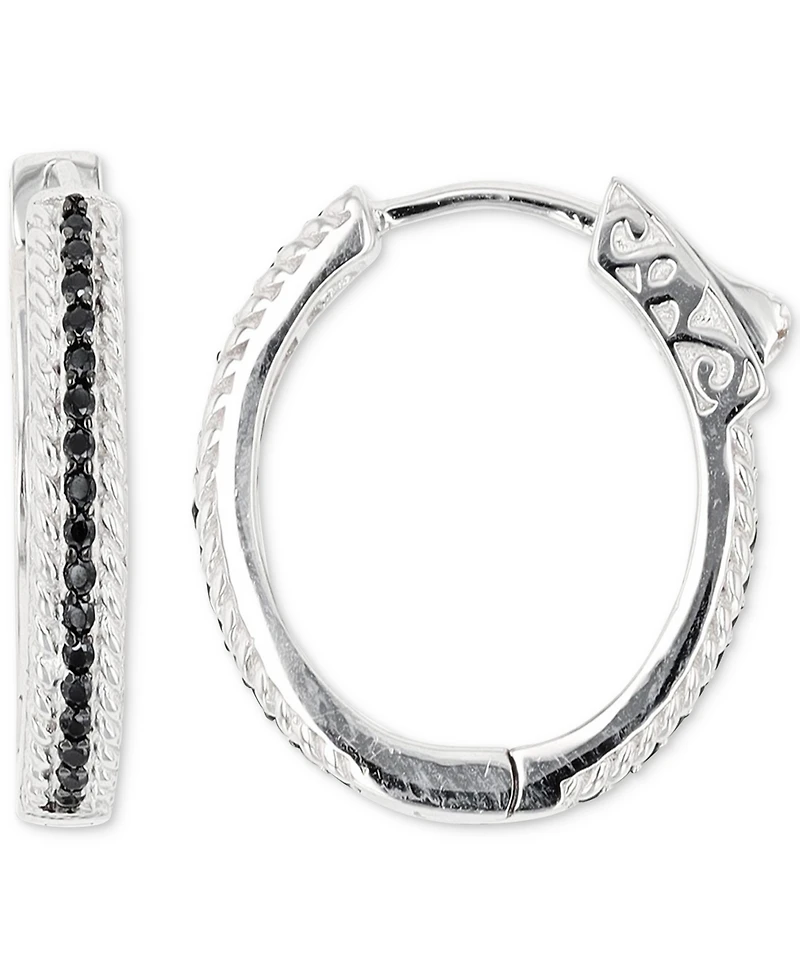 Black Spinel Hoop Earrings (1/2 ct. t.w.) in Sterling Silver