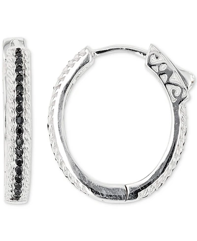 Black Spinel Hoop Earrings (1/2 ct. t.w.) in Sterling Silver