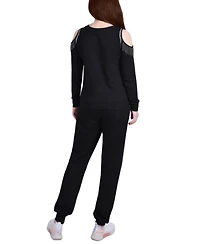 Women's Long Sleeve Cold Shoulder Jogger Set