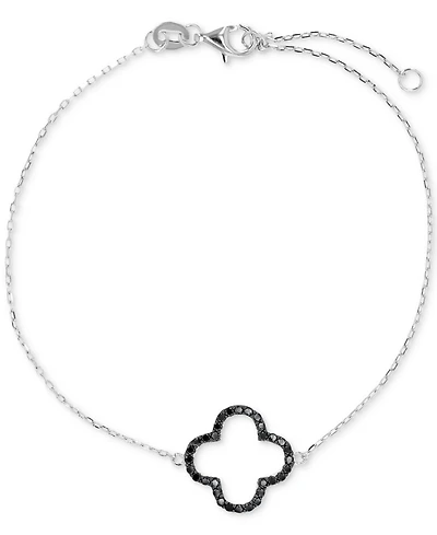 Black Spinel Clover Chain Bracelet (1/3 ct. t.w.) in Sterling Silver