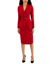 Tahari Asl Women's Asymmetrical Belted Jacket & Pencil Skirt Suit Set
