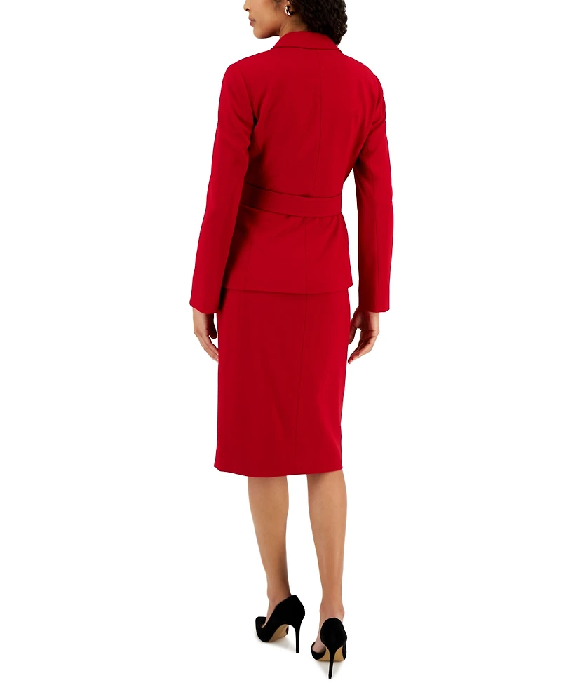 Tahari Asl Women's Asymmetrical Belted Jacket & Pencil Skirt Suit Set