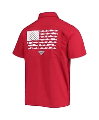 Men's Columbia Pfg Crimson Oklahoma Sooners Slack Tide Camp Button-Up Shirt