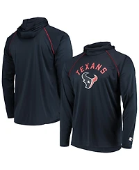 Men's Starter Navy Houston Texans Raglan Long Sleeve Hoodie T-shirt