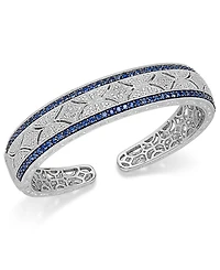 Sapphire (2-3/8 ct. t.w.) and Diamond (1/10 Antique Cuff Bracelet Sterling Silver (Also available Emerald Ruby)