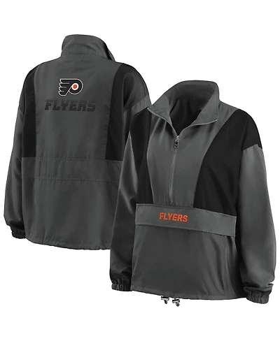 Women's Wear by Erin Andrews Charcoal Philadelphia Flyers Popover Packable Half-Zip Jacket