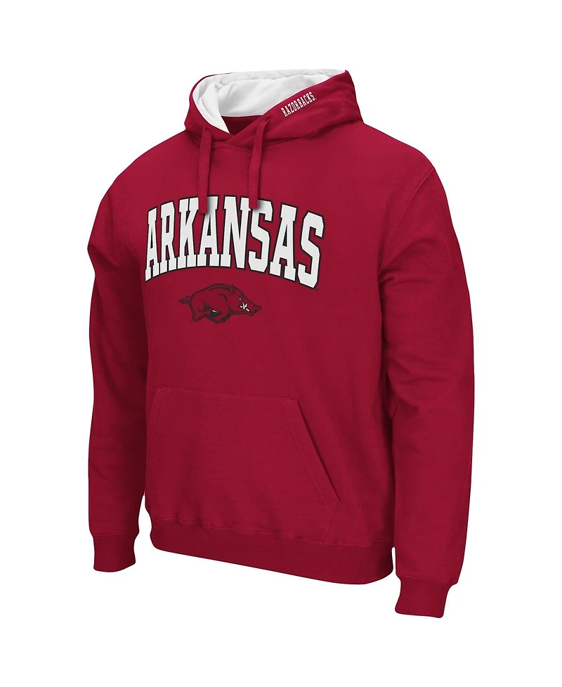 Men's Colosseum Arkansas Razorbacks Arch and Logo 3.0 Pullover Hoodie