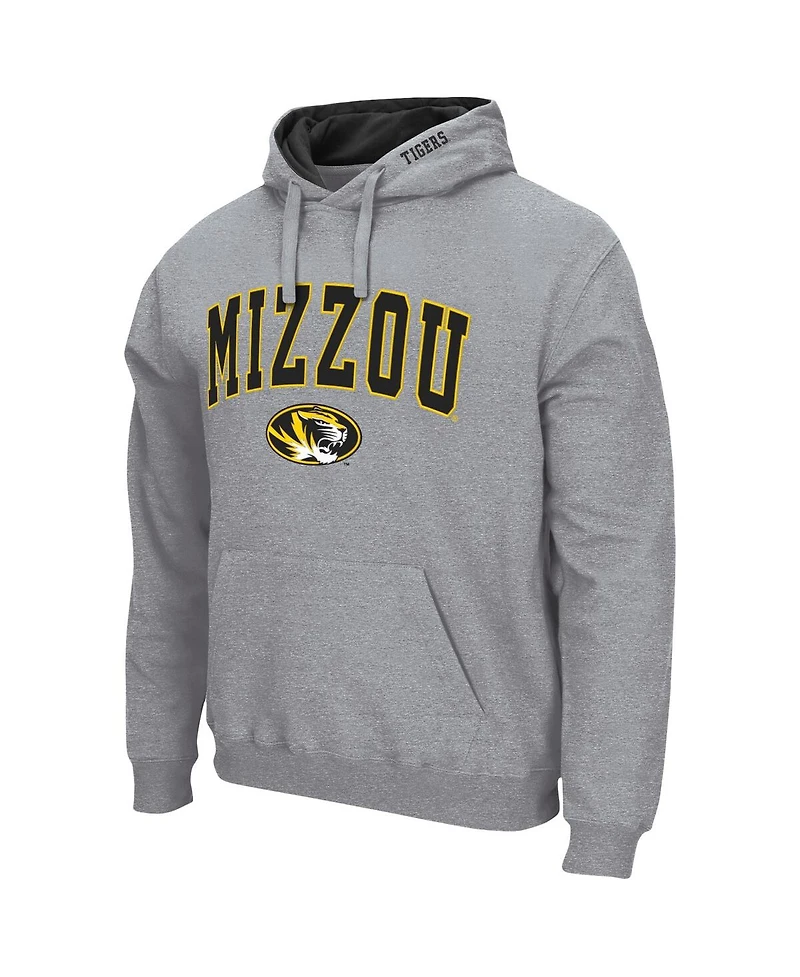 Men's Colosseum Heathered Gray Missouri Tigers Arch and Logo 3.0 Pullover Hoodie