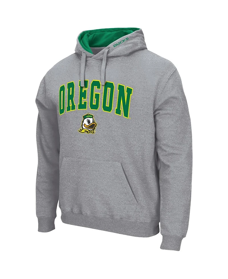 Men's Colosseum Heathered Gray Oregon Ducks Arch and Logo 3.0 Pullover Hoodie