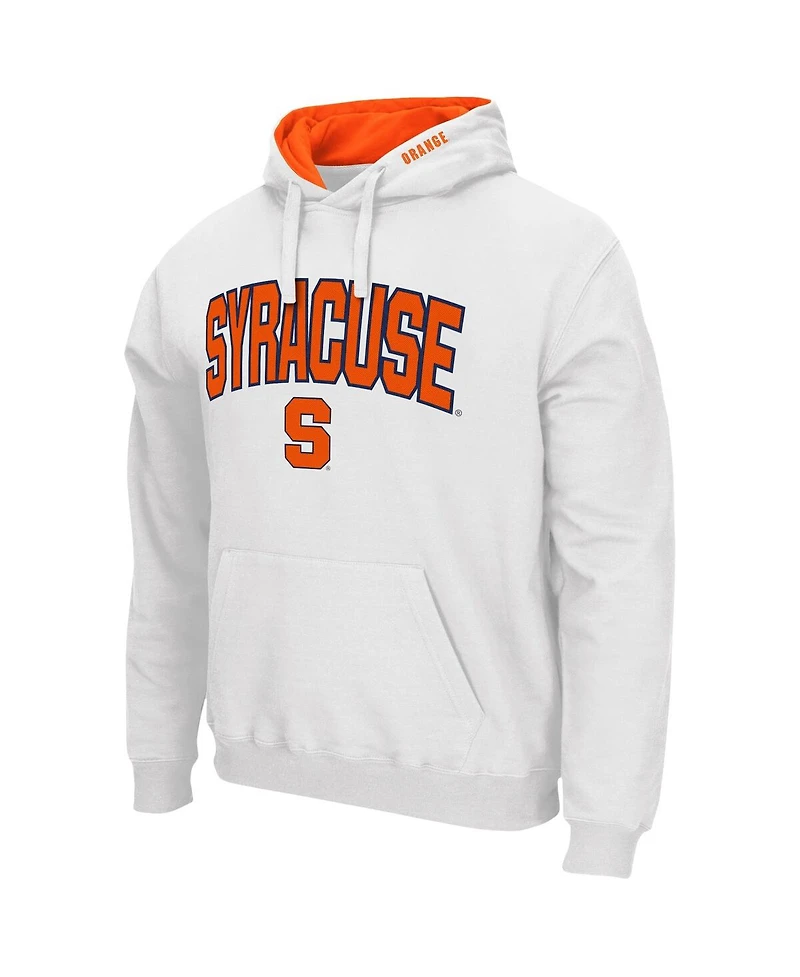 Men's Colosseum White Syracuse Orange Arch and Logo 3.0 Pullover Hoodie