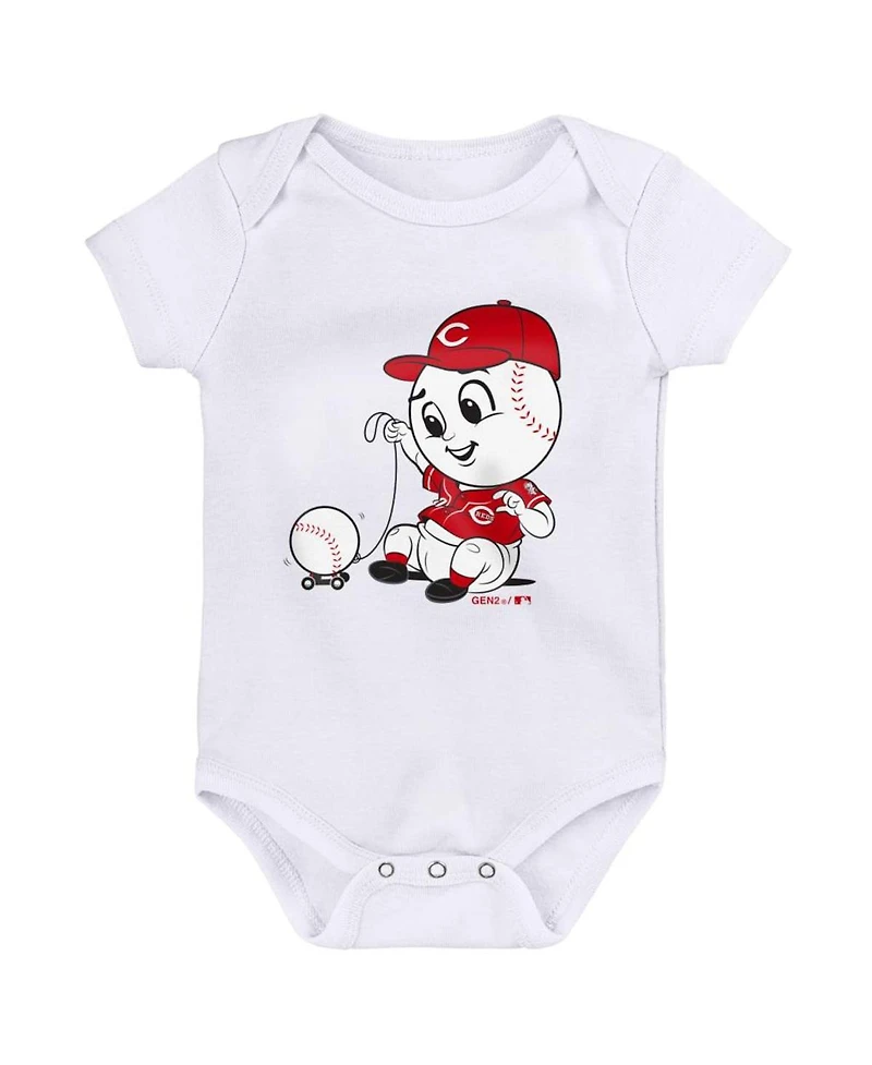 Infant Boys and Girls Red, White and Gray Cincinnati Reds Born To Win 3-Pack Bodysuit Set