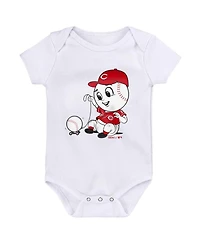 Infant Boys and Girls Red, White and Gray Cincinnati Reds Born To Win 3-Pack Bodysuit Set