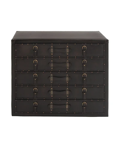 Faux Leather and Wood Traditional Chest