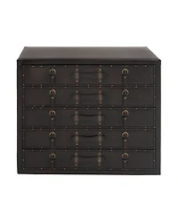 Faux Leather and Wood Traditional Chest
