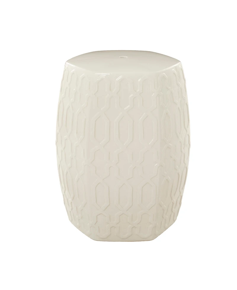 Cream Ceramic Contemporary Accent Table