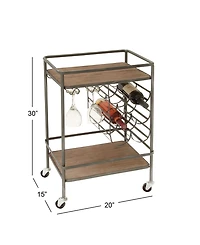 Chinese Fir and Metal Industrial Bar Cart
