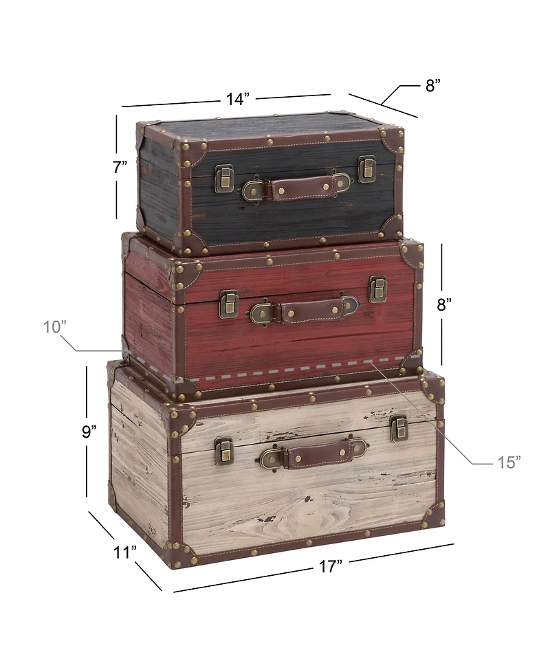 Wood Farmhouse Trunk, Set of 3
