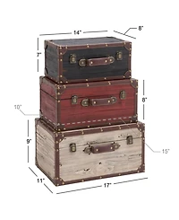 Wood Farmhouse Trunk, Set of 3