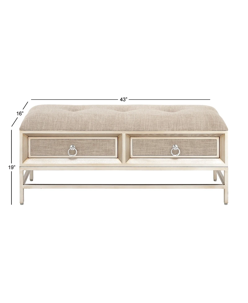Linen and Metal Contemporary Bench
