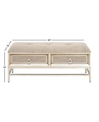 Linen and Metal Contemporary Bench