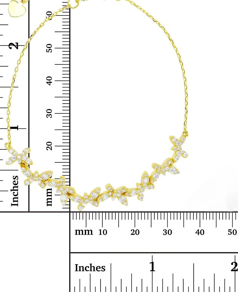 Cubic Zirconia Butterfly Chain Bracelet 14k Gold-Plated Sterling Silver