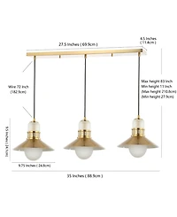 Colin 3-Light Adjustable Retro Hurricane Triple Linear Led Pendant