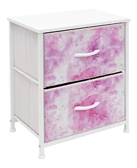 Sorbus Nightstand with 2 Drawers - Steel Frame, Wood Top & Easy Pull Fabric Bins Great for Home, Bedroom, Office College Dorm