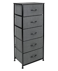 Sorbus Narrow 5 Drawers Nightstand with Steel Frame, Wood Top, Easy Pull Fabric Bins for Home, Bedroom