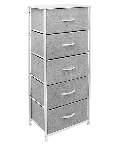 Sorbus Narrow 5 Drawers Nightstand with Steel Frame, Wood Top, Easy Pull Fabric Bins for Home, Bedroom, Office & Dorm