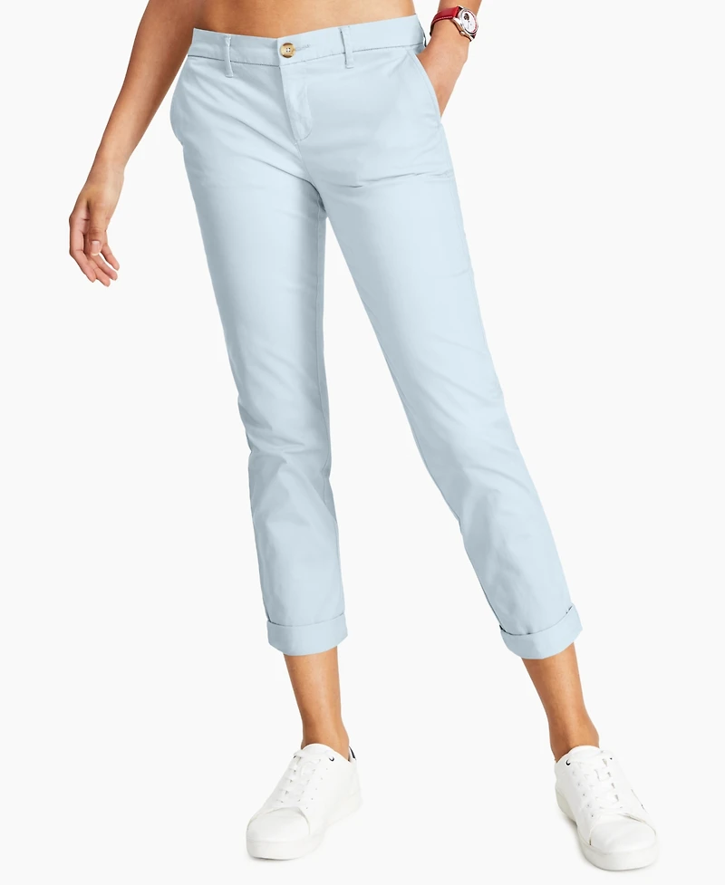 Tommy Hilfiger Women's Th Flex Hampton Cuffed Chino Straight-Leg Pants, Created for Macy's