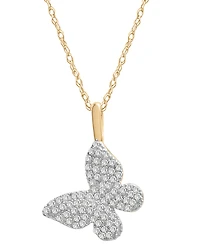 Wrapped Diamond Butterfly Pendant Necklace (1/6 ct. t.w.) 14k Gold (Also Available Black Diamond)