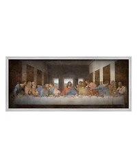 Stupell Industries Da Vinci The Last Supper Religious Classical Painting Gray Farmhouse Rustic Framed Giclee Texturized Art, 13" x 30"